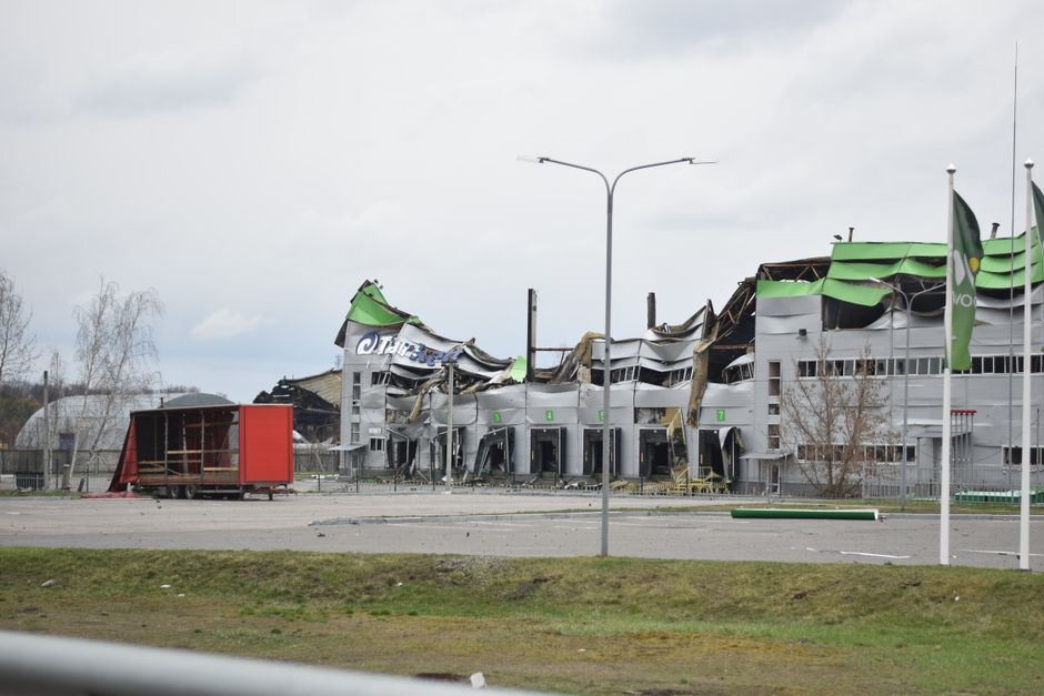 Damaged building structure after a natural disaster. Urban devastation and destruction.